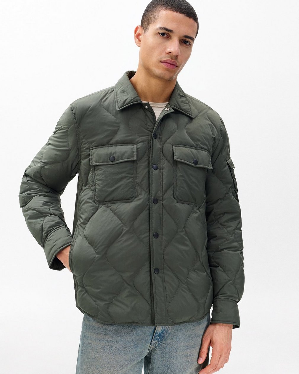 Dane Quilted Shirt Jacket Dark Shadow - Image 5