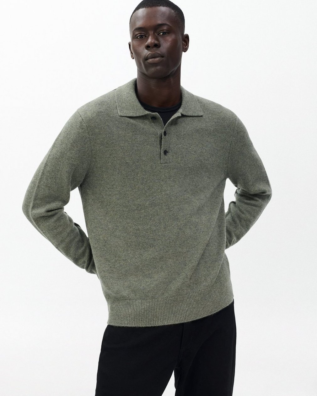 Declan Cashmere Polo Sweater Army