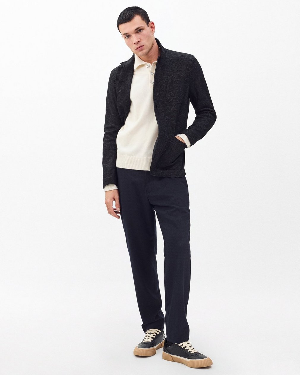 Declan Cashmere Polo Sweater Ivory - Image 3