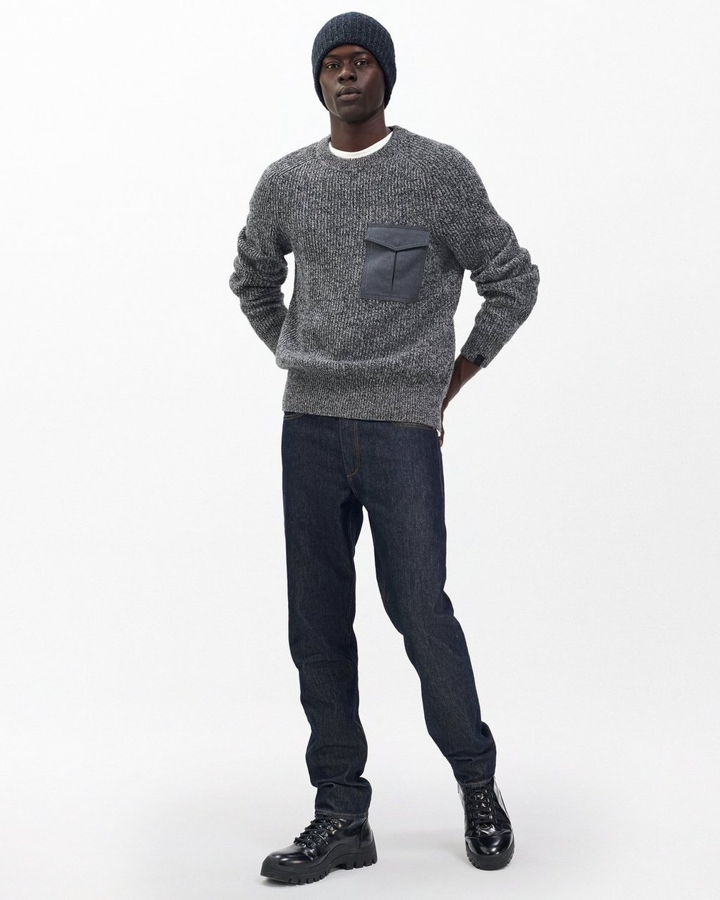 Walker Marled Mixed-Media Sweater Grey Multi - Image 3