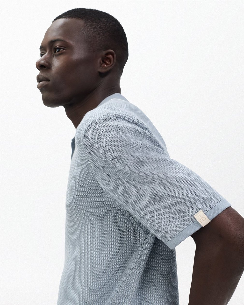 Harvey Tipped Knit Polo Light Blue - Image 4