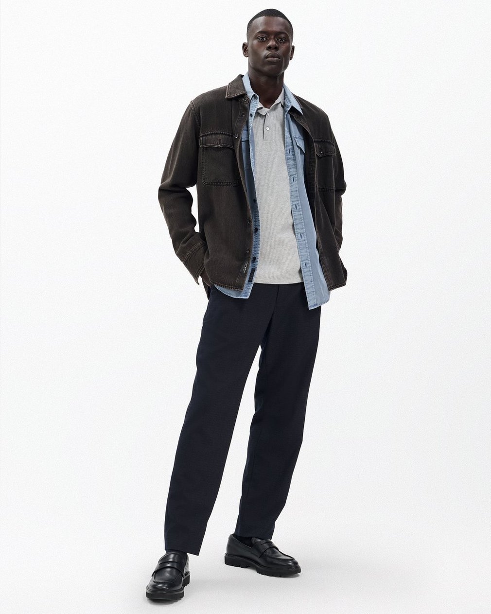 Harvey Tipped Knit Polo Heather Grey - Image 3
