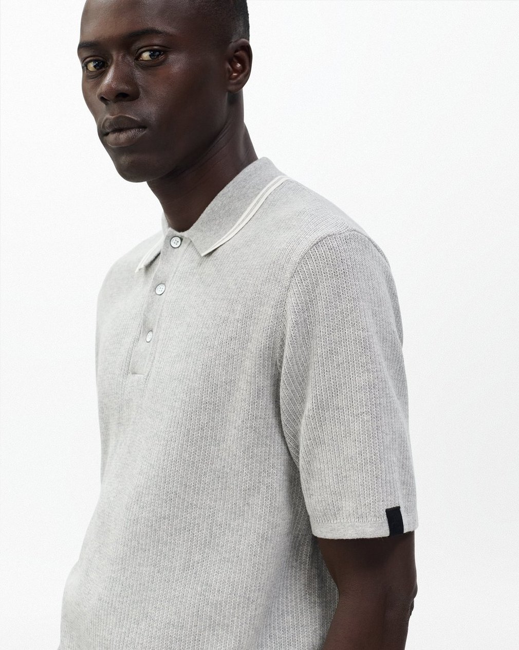 Harvey Tipped Knit Polo Heather Grey - Image 4