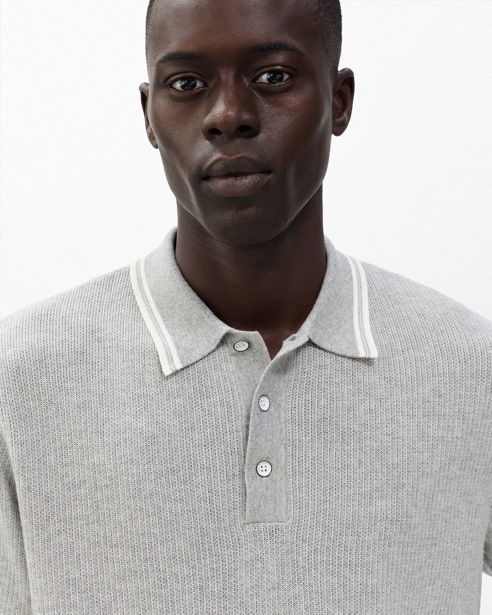 Harvey Tipped Knit Polo Heather Grey - Image 5