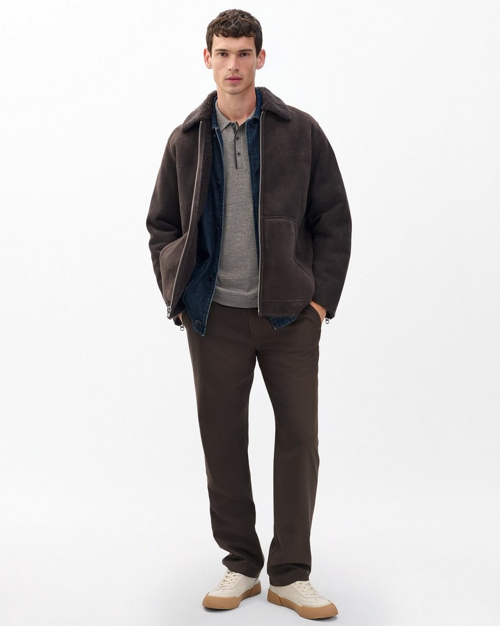 Crawford Wool-Cashmere Knit Polo Brown - Image 2