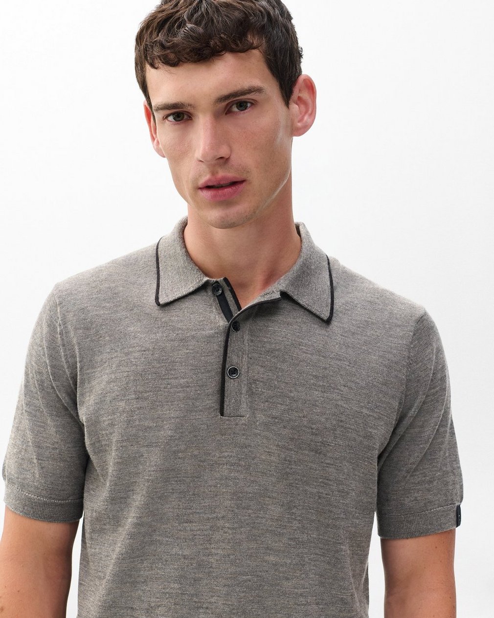 Crawford Wool-Cashmere Knit Polo Brown - Image 3
