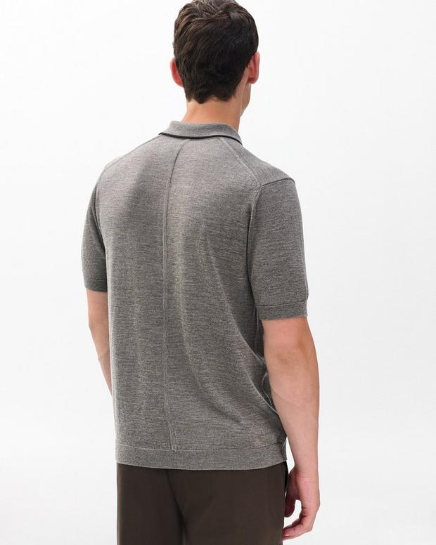 Crawford Wool-Cashmere Knit Polo Brown - Image 6
