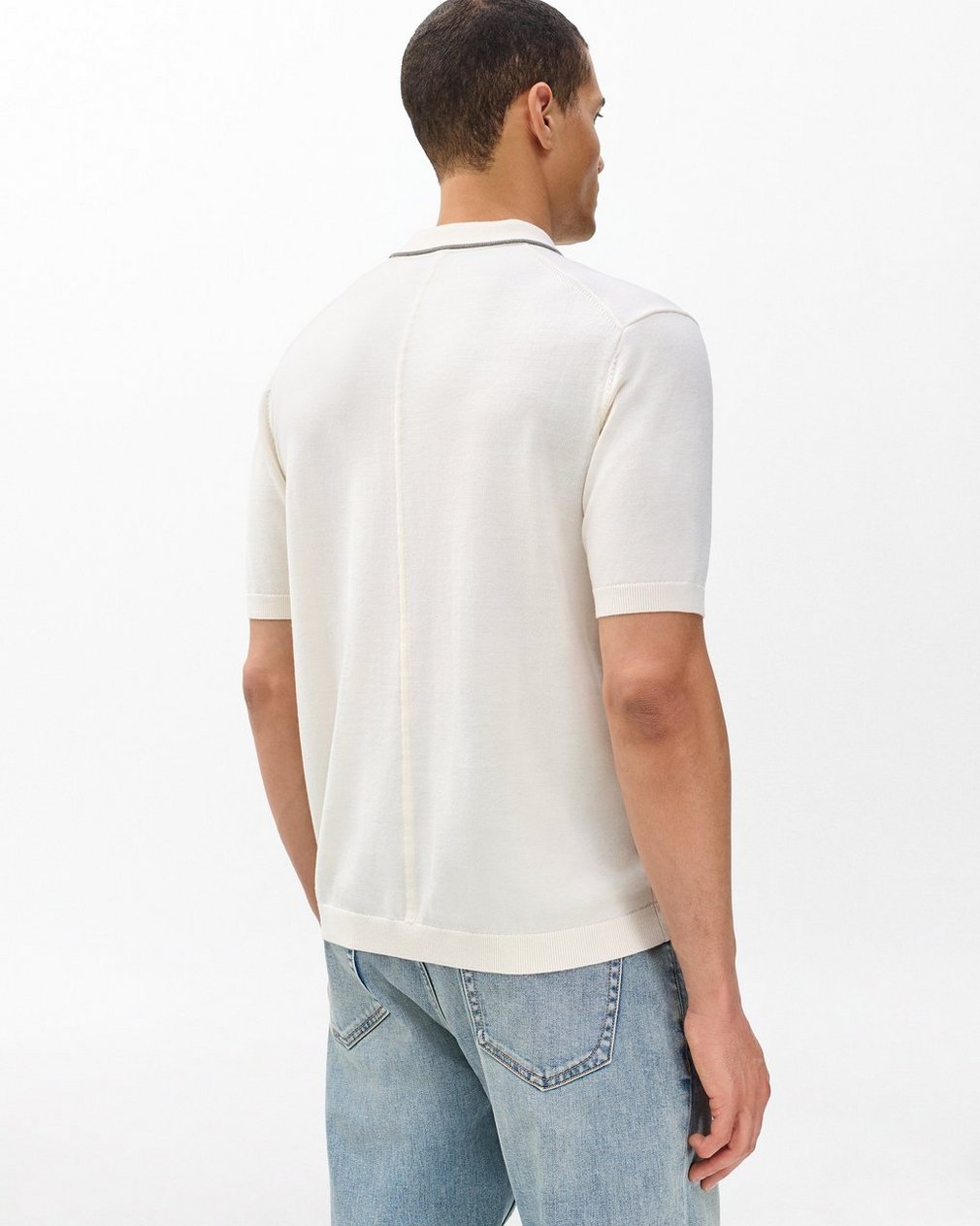 Crawford Wool-Cashmere Knit Polo Ivory - Image 6