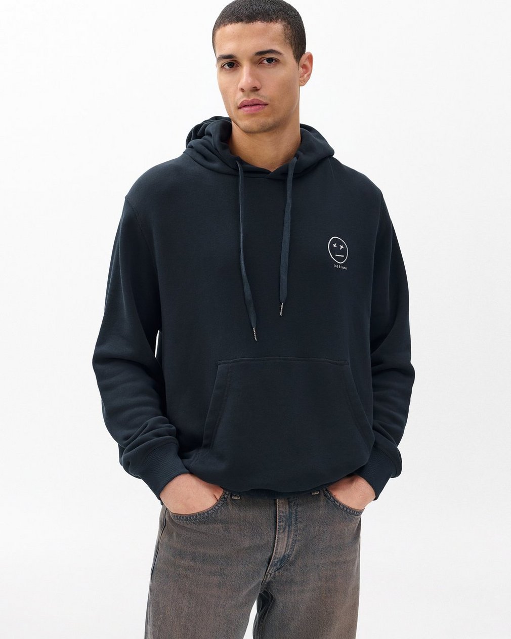Sour Face Embroidered Hoodie Black