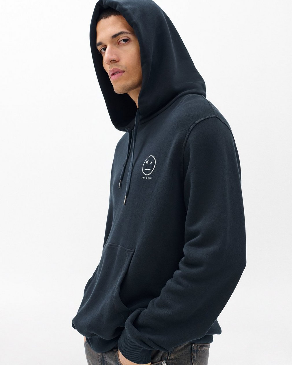 Sour Face Embroidered Hoodie Black - Image 4