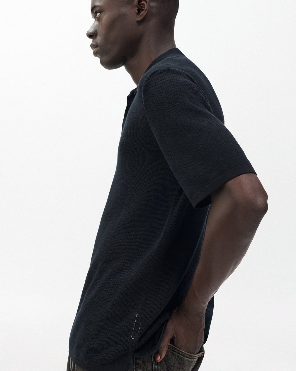 Harvey Knit Polo Shirt Black - Image 5