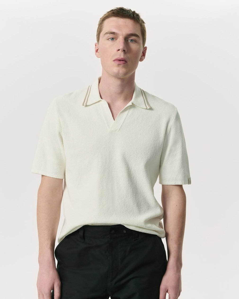 Zuma Johnny Collar Knit Polo Shirt Ivory - Image 2