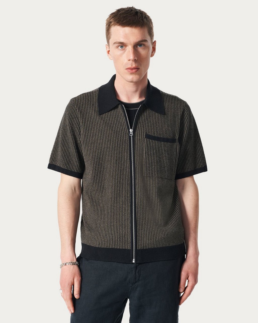 Zuma Zip Knit Polo Shirt Black