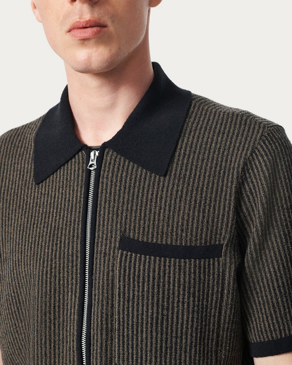 Zuma Zip Knit Polo Shirt Black - Image 4