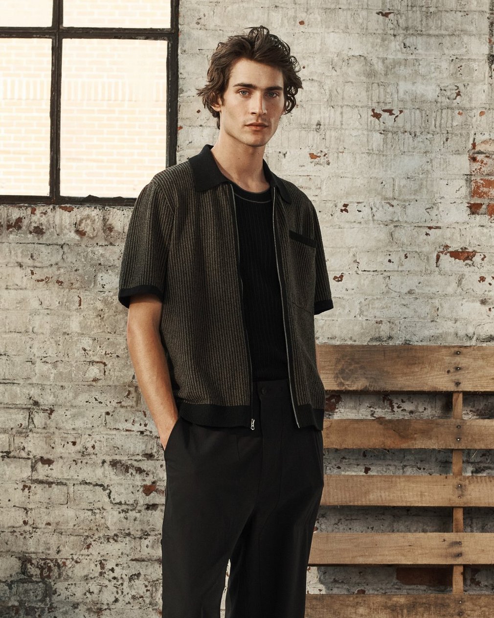 Zuma Zip Knit Polo Shirt Black - Image 7