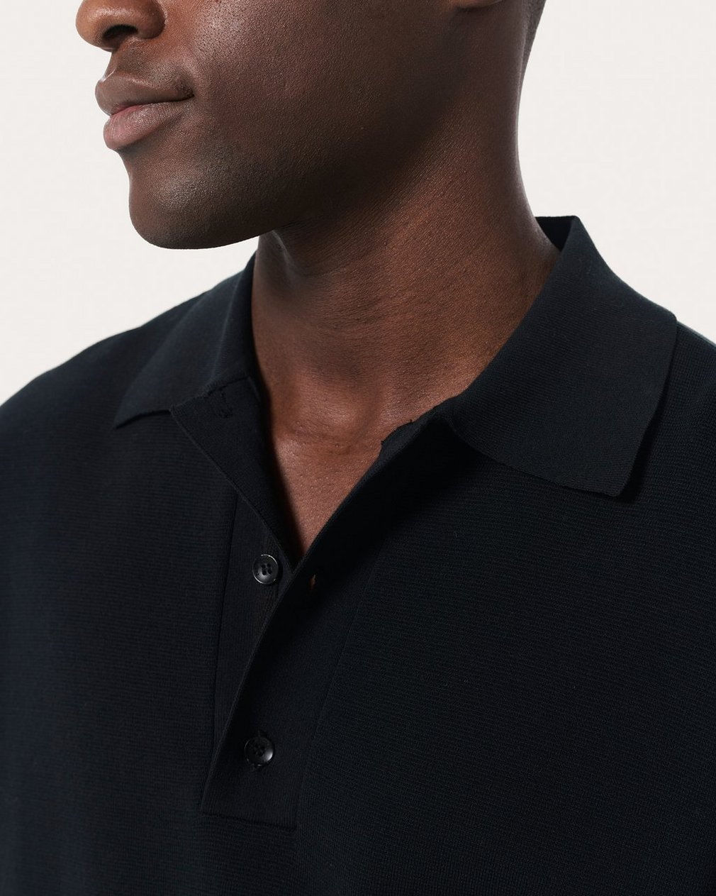 Knit Polo Shirt Black - Image 4