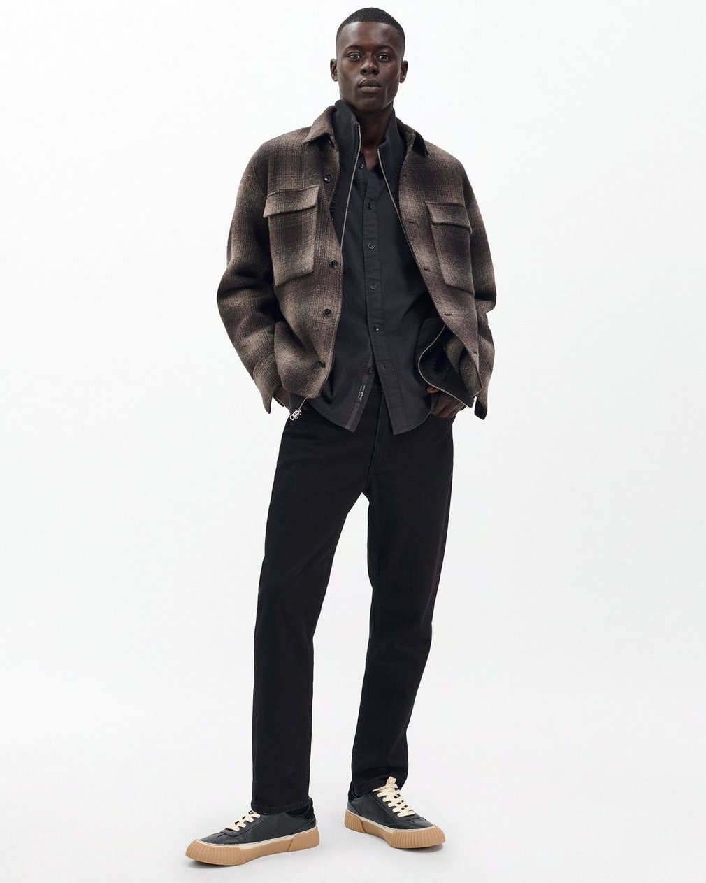 Tomlin Stretch Dobby Shirt Charcoal Grey - Image 3