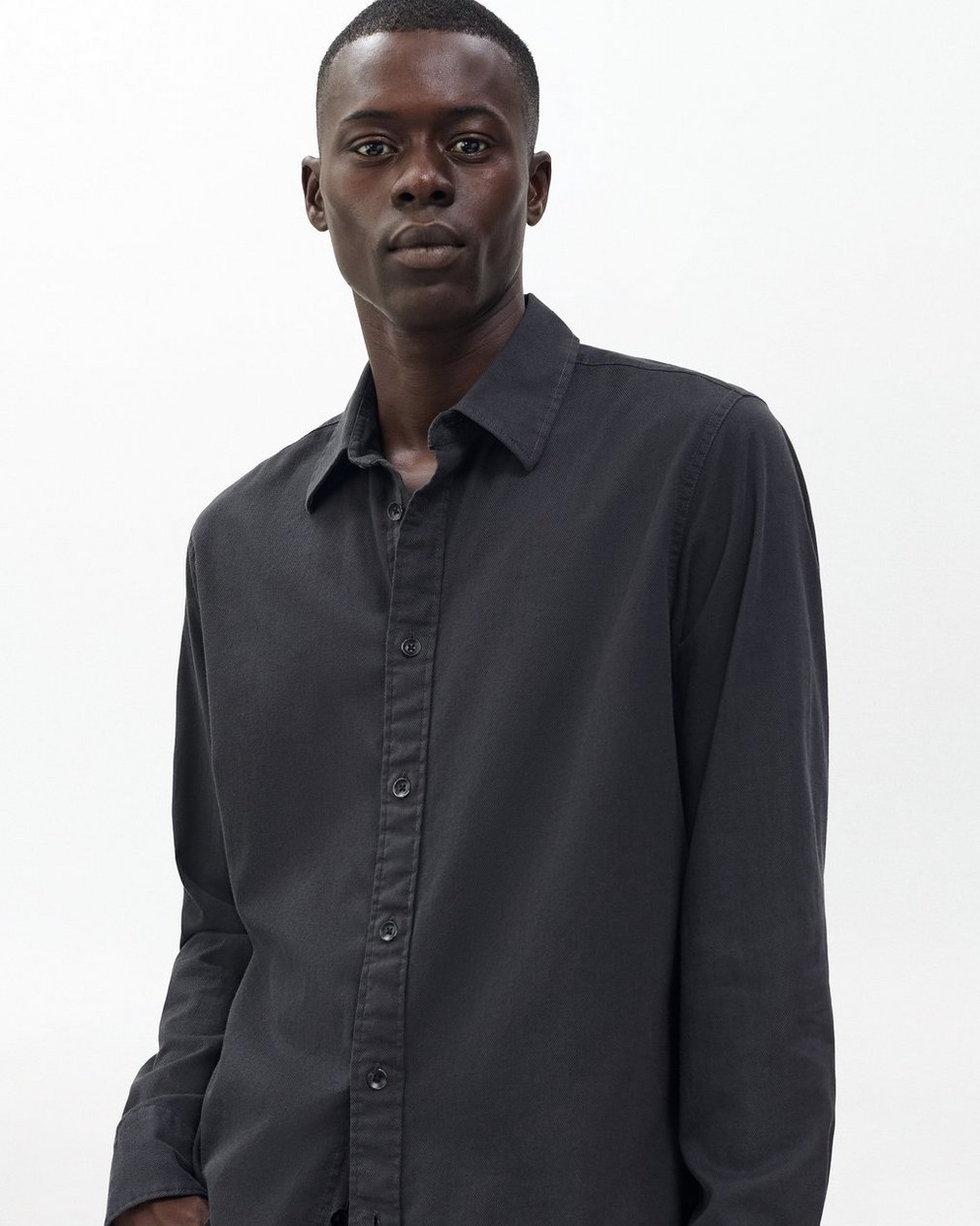 Tomlin Stretch Dobby Shirt Charcoal Grey - Image 4