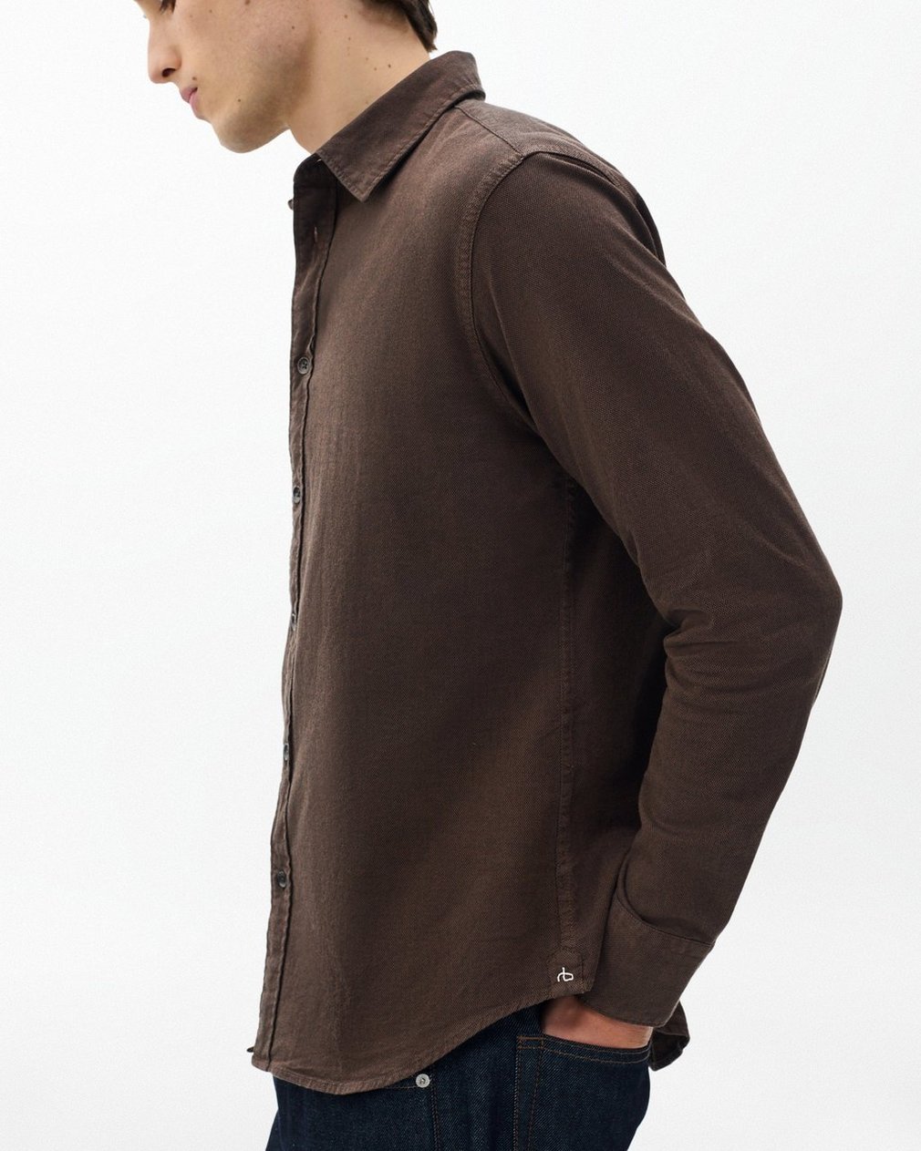 Tomlin Stretch Dobby Shirt Dark Brown - Image 4