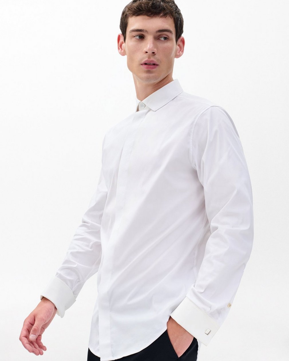 Patrick Poplin Tuxedo Shirt White