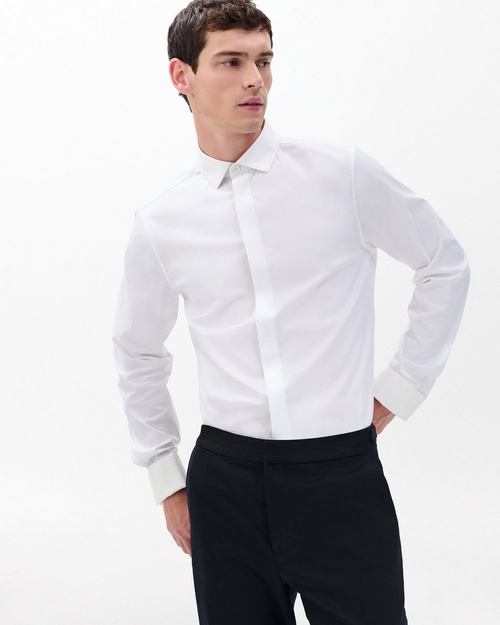 Patrick Poplin Tuxedo Shirt White - Image 3