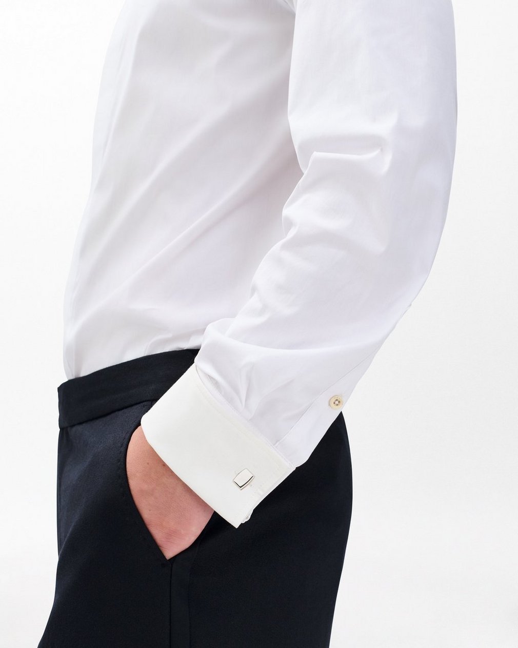Patrick Poplin Tuxedo Shirt White - Image 4