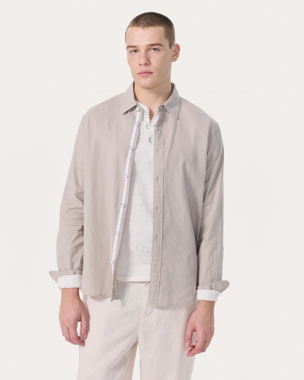 Finch Linen-Blend Shirt Chime Grey