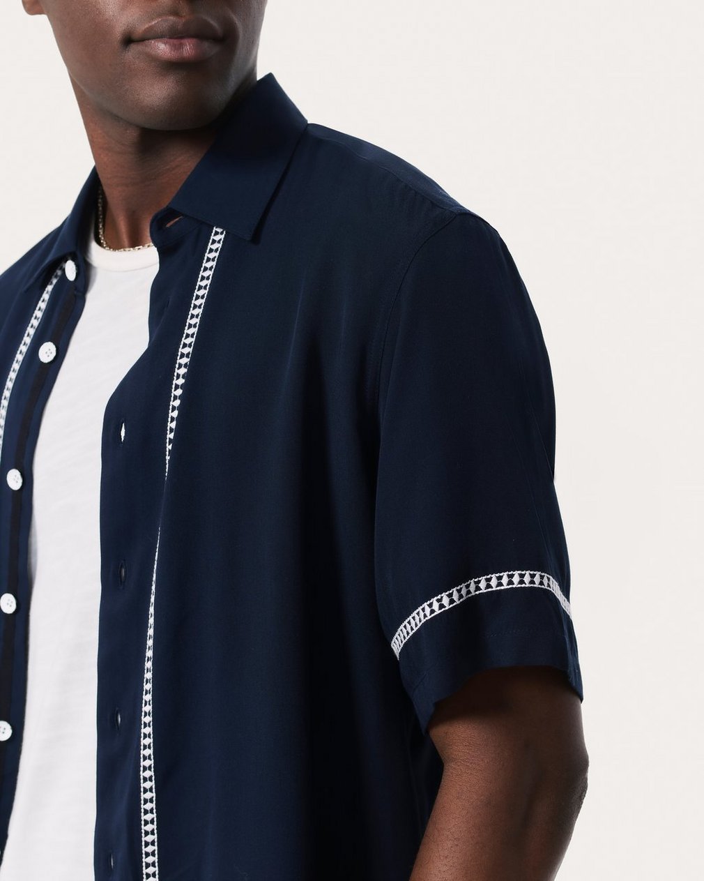 Dalton Embroidered Shirt Blue Ezra Stripe - Image 4