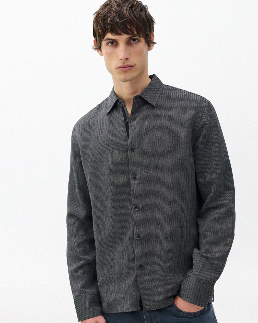 Dalton Geo Patterned Shirt Grey