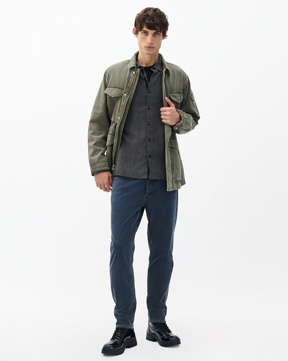 Dalton Geo Patterned Shirt Grey - Image 3