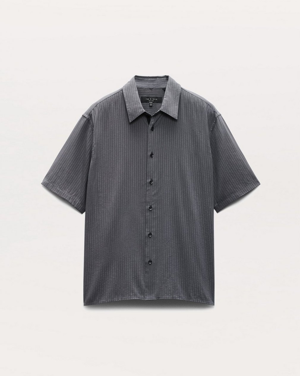 Relaxed Fit Dalton Dobby Striped Shirt Dark Grey - Image 2
