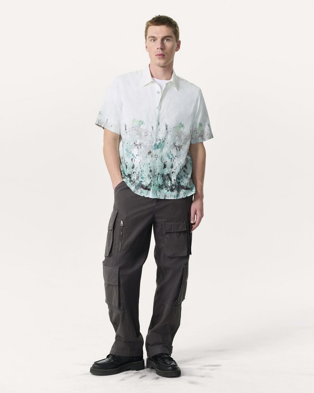 Relaxed Fit Dalton Paint Splatter Shirt White Paint - Image 4