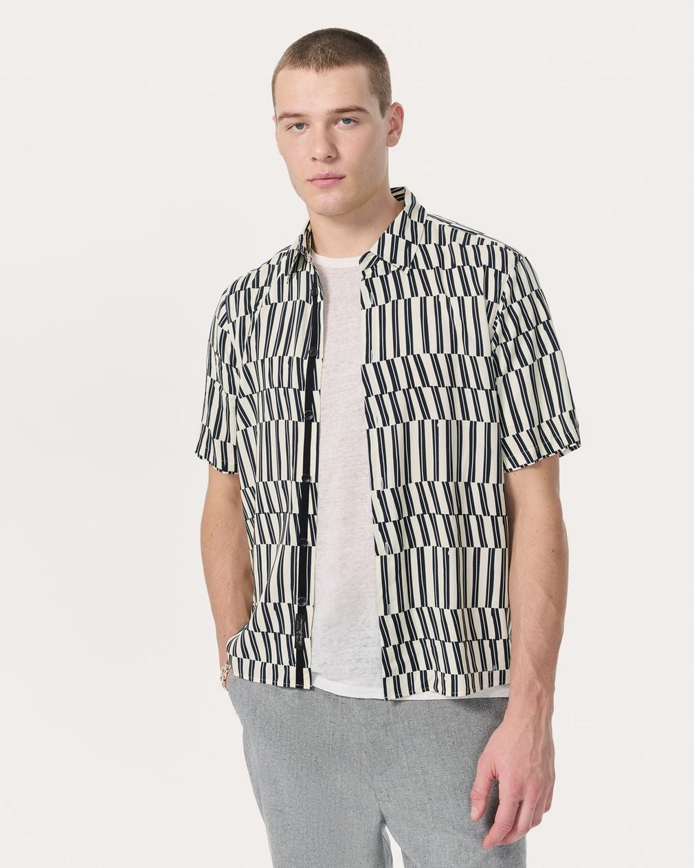 Dalton Printed Shirt Blue & White Joff Print