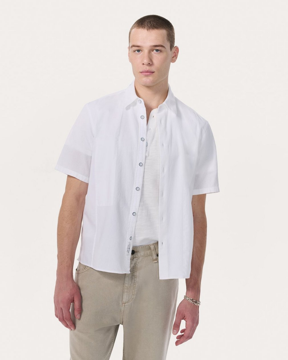 Dalton Patchwork Shirt White