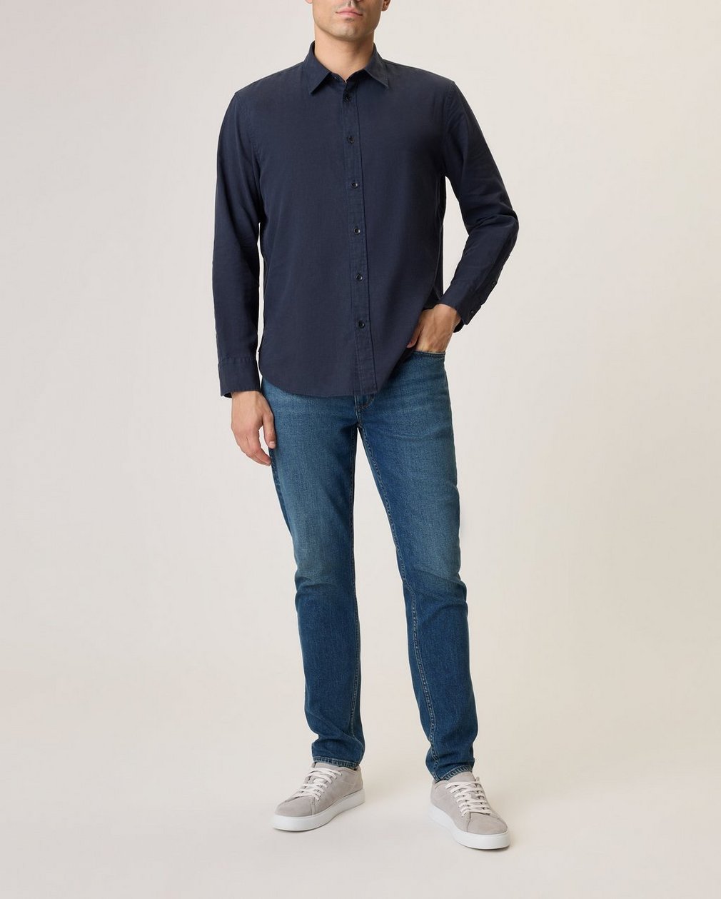 Griffin Hemp-Cotton Shirt Navy