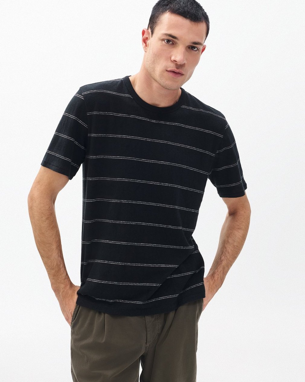 Classic Striped T Shirt Black - Image 2