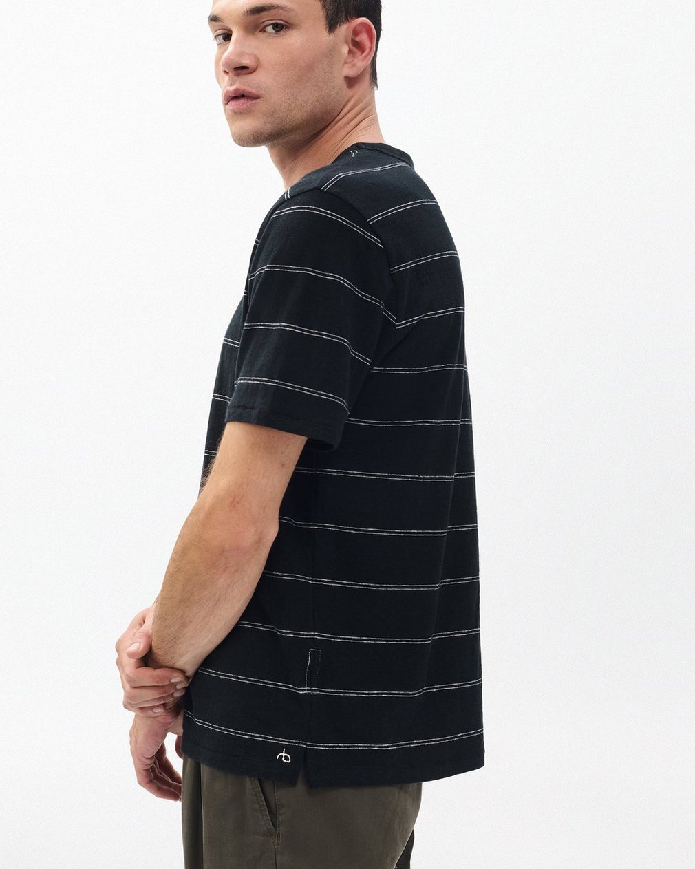 Classic Striped T Shirt Black - Image 4
