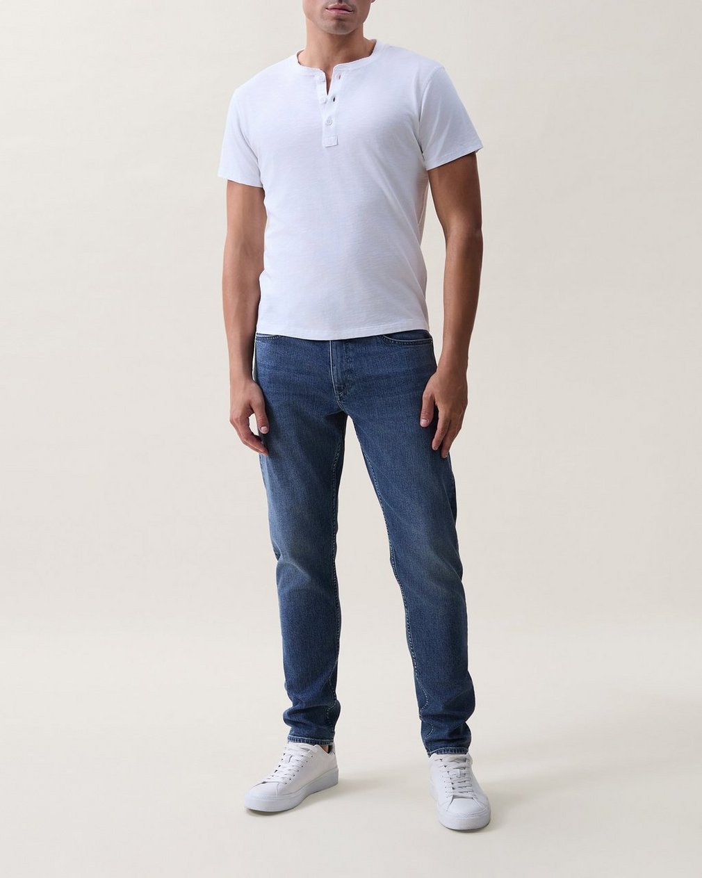 Classic Slub Cotton Henley White