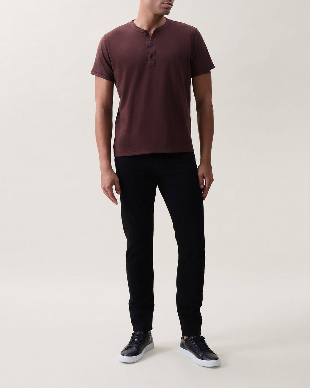 Classic Slub Cotton Henley Espresso