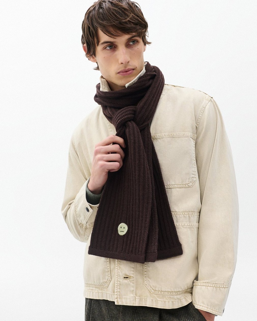 Sour Face Wool Scarf Brown - Image 2