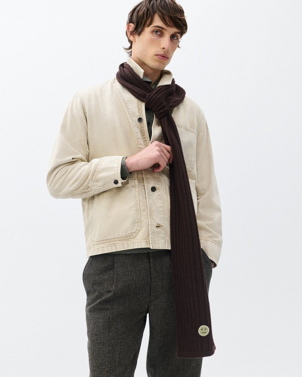 Sour Face Wool Scarf Brown - Image 3