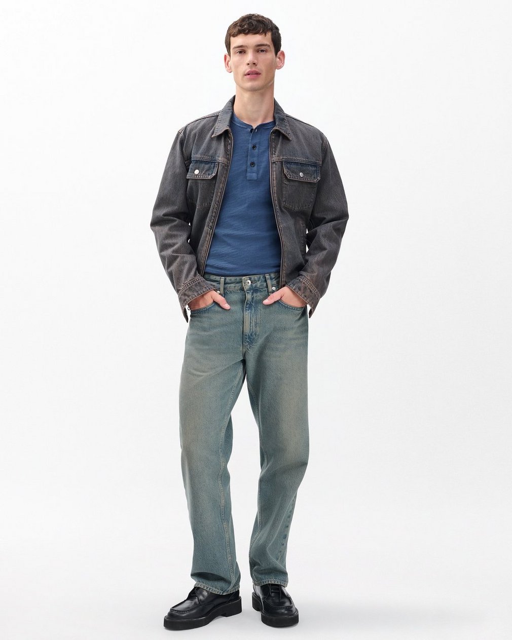 Classic Flame Henley Worn Indigo - Image 3